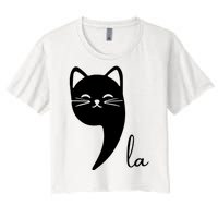 Funny Cat Comma La Kamala Harris For President 2024 Election Women's Crop Top Tee