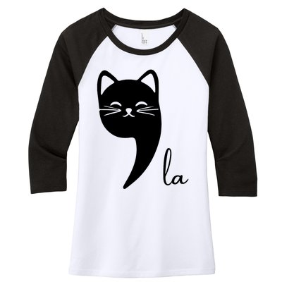 Funny Cat Comma La Kamala Harris For President 2024 Election Women's Tri-Blend 3/4-Sleeve Raglan Shirt