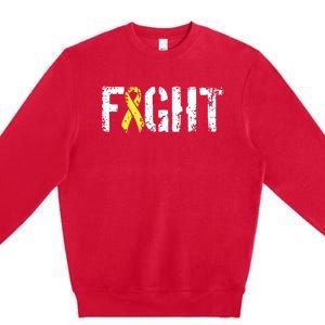 Fight Childhood Cancer Military Style Awareness Ribbon Premium Crewneck Sweatshirt