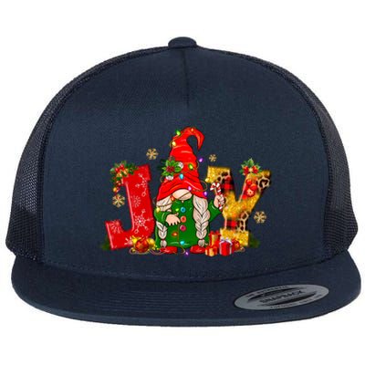 Funny Cute Christmas Lights Santa Gnomes Coffee Love Xmas Gift Flat Bill Trucker Hat