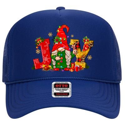 Funny Cute Christmas Lights Santa Gnomes Coffee Love Xmas Gift High Crown Mesh Back Trucker Hat