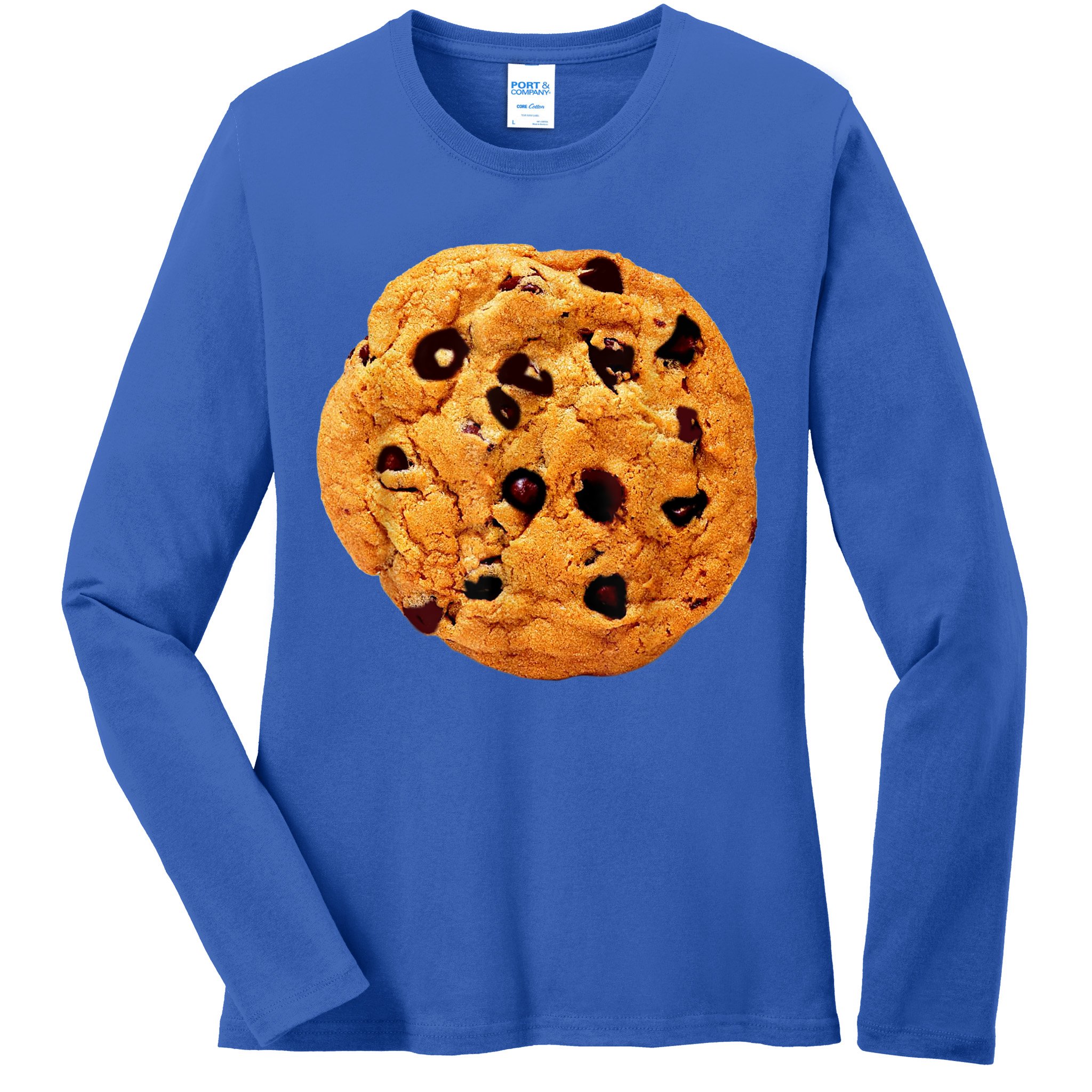 Funny Chocolate Chip Cookie Costume Gift Last Minute Lazy Party Gift Ladies Long Sleeve Shirt