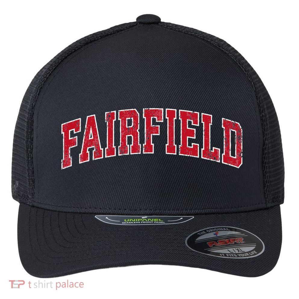 Fairfield Connecticut Ct Vintage Sports Design Red Design Flexfit Unipanel Trucker Cap