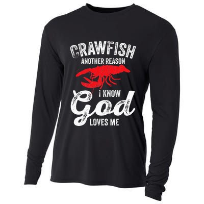 Funny Crayfish Crawfish Boil Crawfish God Loves Me Cooling Performance Long Sleeve Crew