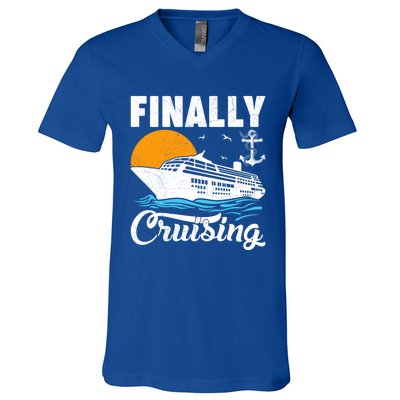 Finally Cruising Cruise Ship Lover Cruising Gift V-Neck T-Shirt