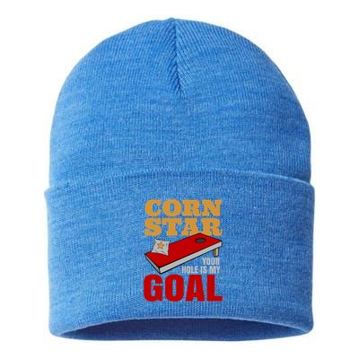 Funny Cornhole Corn Star Your Hole Is My Goal Cute Gift Sustainable Knit Beanie