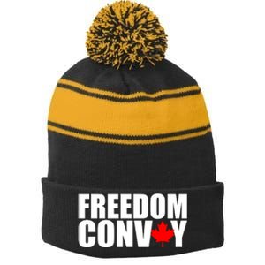 Freedom Conboy Canadian Leaf Stripe Pom Pom Beanie