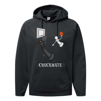 Funny Checkmate Chess Basketball Game Board King Pawn Piece  Performance Fleece Hoodie