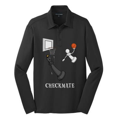 Funny Checkmate Chess Basketball Game Board King Pawn Piece  Silk Touch Performance Long Sleeve Polo