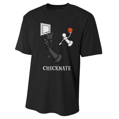 Funny Checkmate Chess Basketball Game Board King Pawn Piece  Performance Sprint T-Shirt