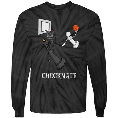 Funny Checkmate Chess Basketball Game Board King Pawn Piece  Tie-Dye Long Sleeve Shirt