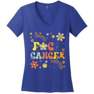 F Ck Cancer Groovy Women's V-Neck T-Shirt