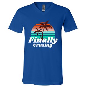 Finally Cruising Cruise Vacation Gift V-Neck T-Shirt