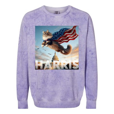 Funny Childless Cat Ladies For Harris 2024 Colorblast Crewneck Sweatshirt