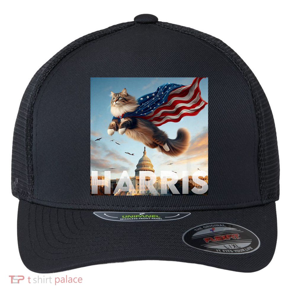 Funny Childless Cat Ladies For Harris 2024 Flexfit Unipanel Trucker Cap