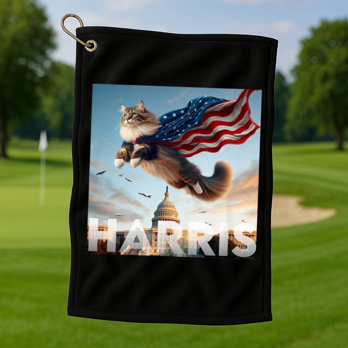 Funny Childless Cat Ladies For Harris 2024 Golf Towel