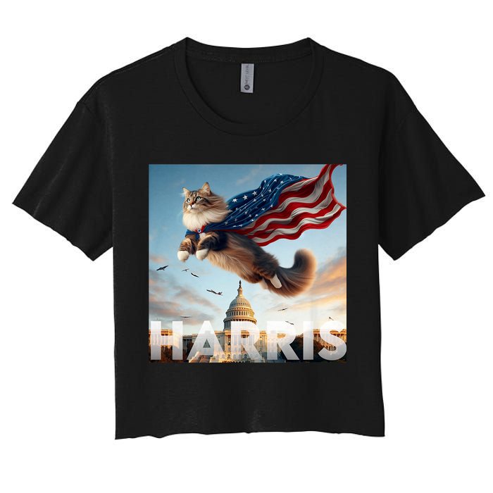 Funny Childless Cat Ladies For Harris 2024 Women's Crop Top Tee