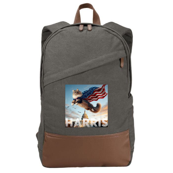 Funny Childless Cat Ladies For Harris 2024 Cotton Canvas Backpack