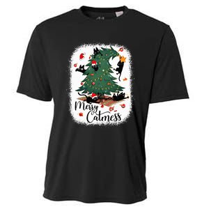 Funny Cats Christmas Tree Merry Catmess Black Cat Kittens Cooling Performance Crew T-Shirt