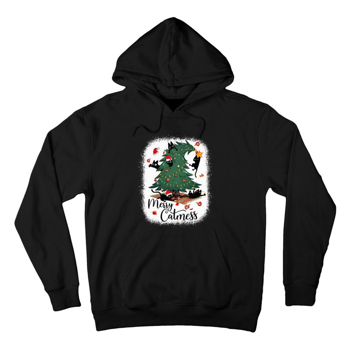 Funny Cats Christmas Tree Merry Catmess Black Cat Kittens Hoodie