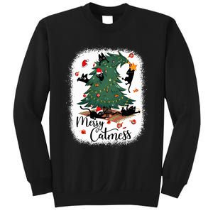 Funny Cats Christmas Tree Merry Catmess Black Cat Kittens Sweatshirt