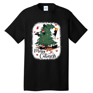 Funny Cats Christmas Tree Merry Catmess Black Cat Kittens Tall T-Shirt