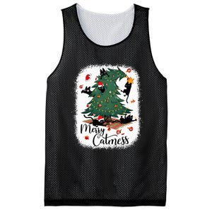 Funny Cats Christmas Tree Merry Catmess Black Cat Kittens Mesh Reversible Basketball Jersey Tank