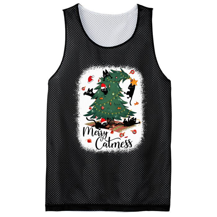 Funny Cats Christmas Tree Merry Catmess Black Cat Kittens Mesh Reversible Basketball Jersey Tank