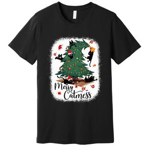 Funny Cats Christmas Tree Merry Catmess Black Cat Kittens Premium T-Shirt