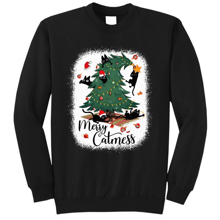 Funny Cats Christmas Tree Merry Catmess Black Cat Kittens Tall Sweatshirt