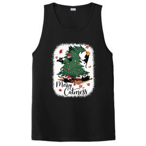 Funny Cats Christmas Tree Merry Catmess Black Cat Kittens PosiCharge Competitor Tank