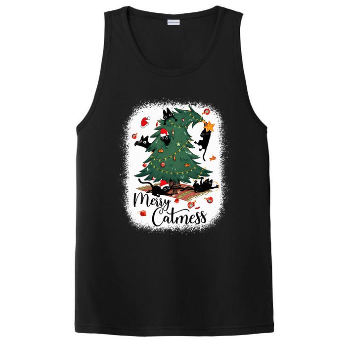 Funny Cats Christmas Tree Merry Catmess Black Cat Kittens PosiCharge Competitor Tank