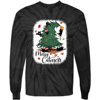 Funny Cats Christmas Tree Merry Catmess Black Cat Kittens Tie-Dye Long Sleeve Shirt