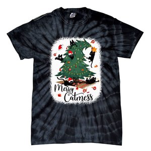 Funny Cats Christmas Tree Merry Catmess Black Cat Kittens Tie-Dye T-Shirt