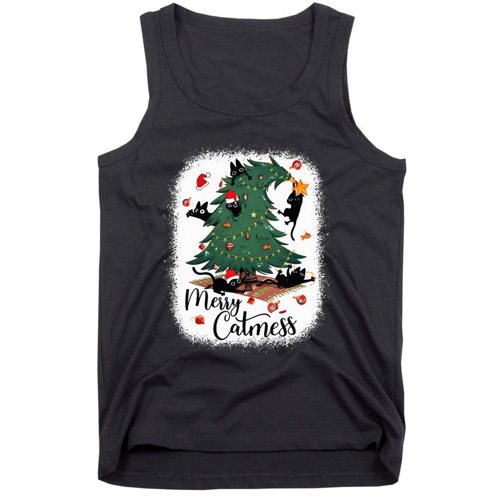 Funny Cats Christmas Tree Merry Catmess Black Cat Kittens Tank Top