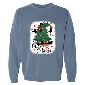 Funny Cats Christmas Tree Merry Catmess Black Cat Kittens Garment-Dyed Sweatshirt