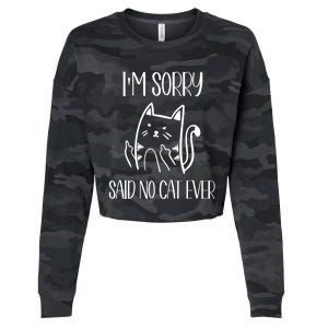 Funny Cats Cat Flipping Off I'm Sorry Said No Cat Cropped Pullover Crew