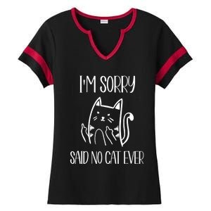 Funny Cats Cat Flipping Off I'm Sorry Said No Cat Ladies Halftime Notch Neck Tee