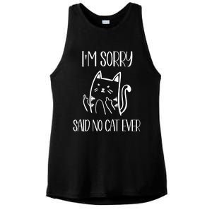 Funny Cats Cat Flipping Off I'm Sorry Said No Cat Ladies PosiCharge Tri-Blend Wicking Tank