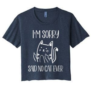 Funny Cats Cat Flipping Off I'm Sorry Said No Cat Women's Crop Top Tee