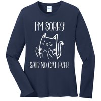 Funny Cats Cat Flipping Off I'm Sorry Said No Cat Ladies Long Sleeve Shirt