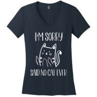 Funny Cats Cat Flipping Off I'm Sorry Said No Cat Women's V-Neck T-Shirt