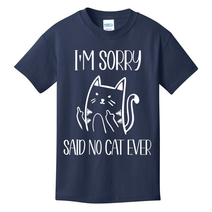 Funny Cats Cat Flipping Off I'm Sorry Said No Cat Kids T-Shirt