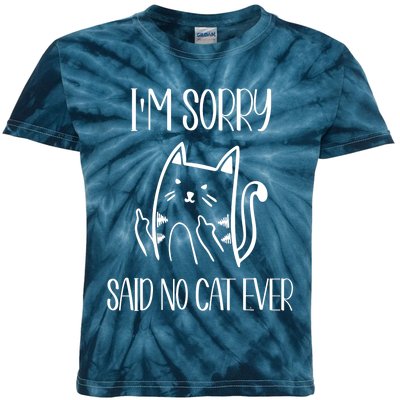 Funny Cats Cat Flipping Off I'm Sorry Said No Cat Kids Tie-Dye T-Shirt