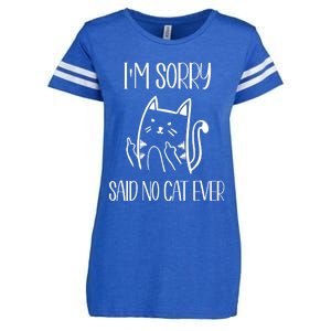 Funny Cats Cat Flipping Off I'm Sorry Said No Cat Enza Ladies Jersey Football T-Shirt