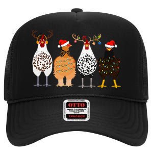 Funny Christmas Chicken Farm Animals  High Crown Mesh Back Trucker Hat