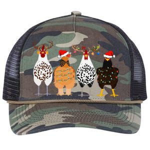 Funny Christmas Chicken Farm Animals  Retro Rope Trucker Hat Cap