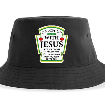 Funny Christian Catch Up With Jesus Ketchup Hoodie Sustainable Bucket Hat