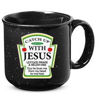 Funny Christian Catch Up With Jesus Ketchup Hoodie 15oz Campfire Ceramic Mug