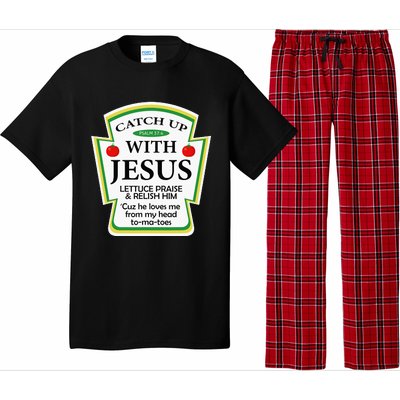 Funny Christian Catch Up With Jesus Ketchup Hoodie Pajama Set